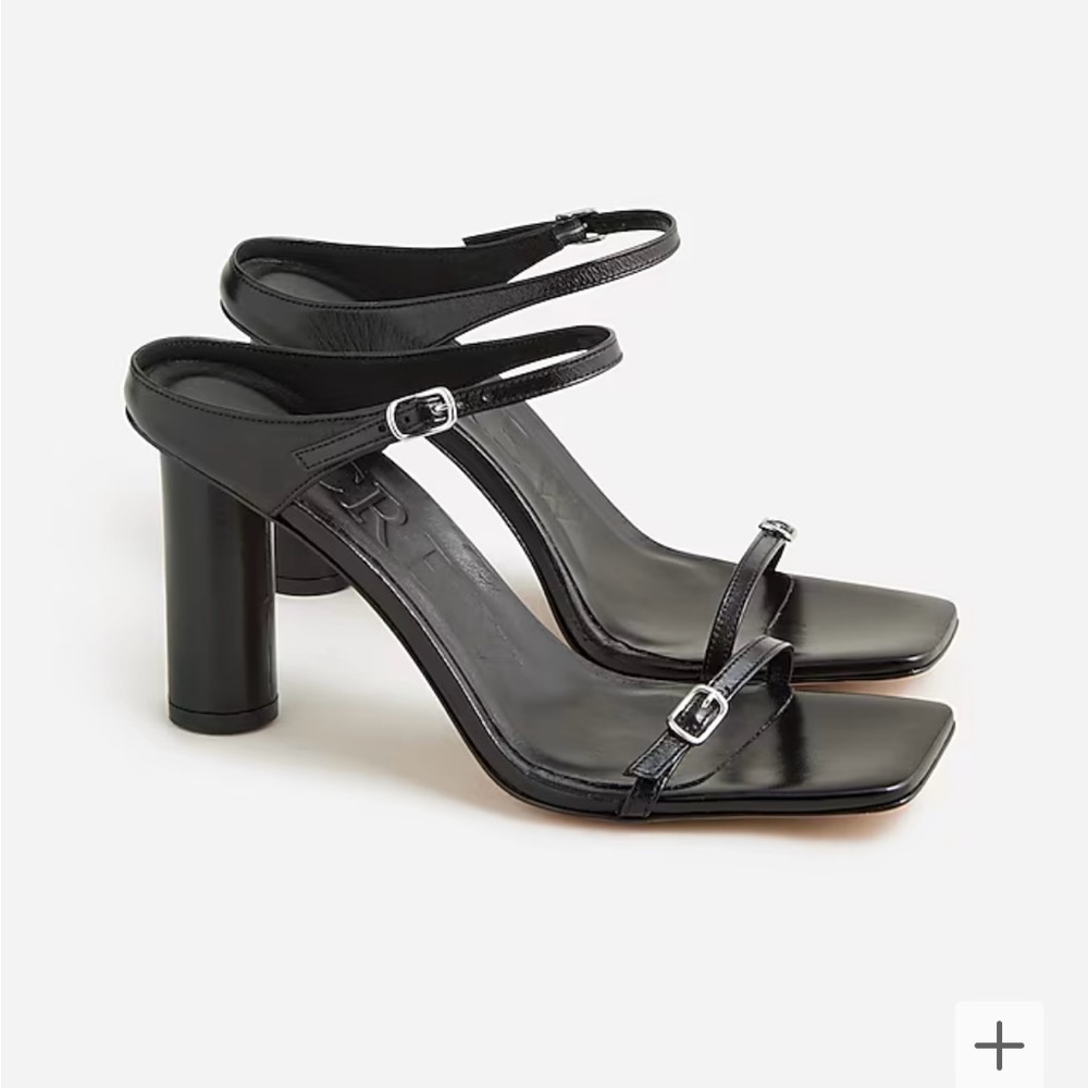 NWT J.Crew Black Round Heel Leather Sandals size 9